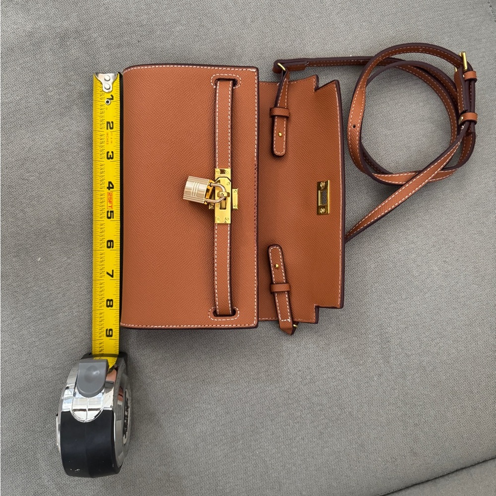 Brown Leather Crossbody Bag with Gold Hardware
